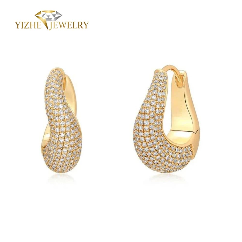 Nuovi Orecchini a Cerchio Iced Out Bling 2026 con Zirconia Cubica 5A per Donna, Gioielli di Lusso Semplici