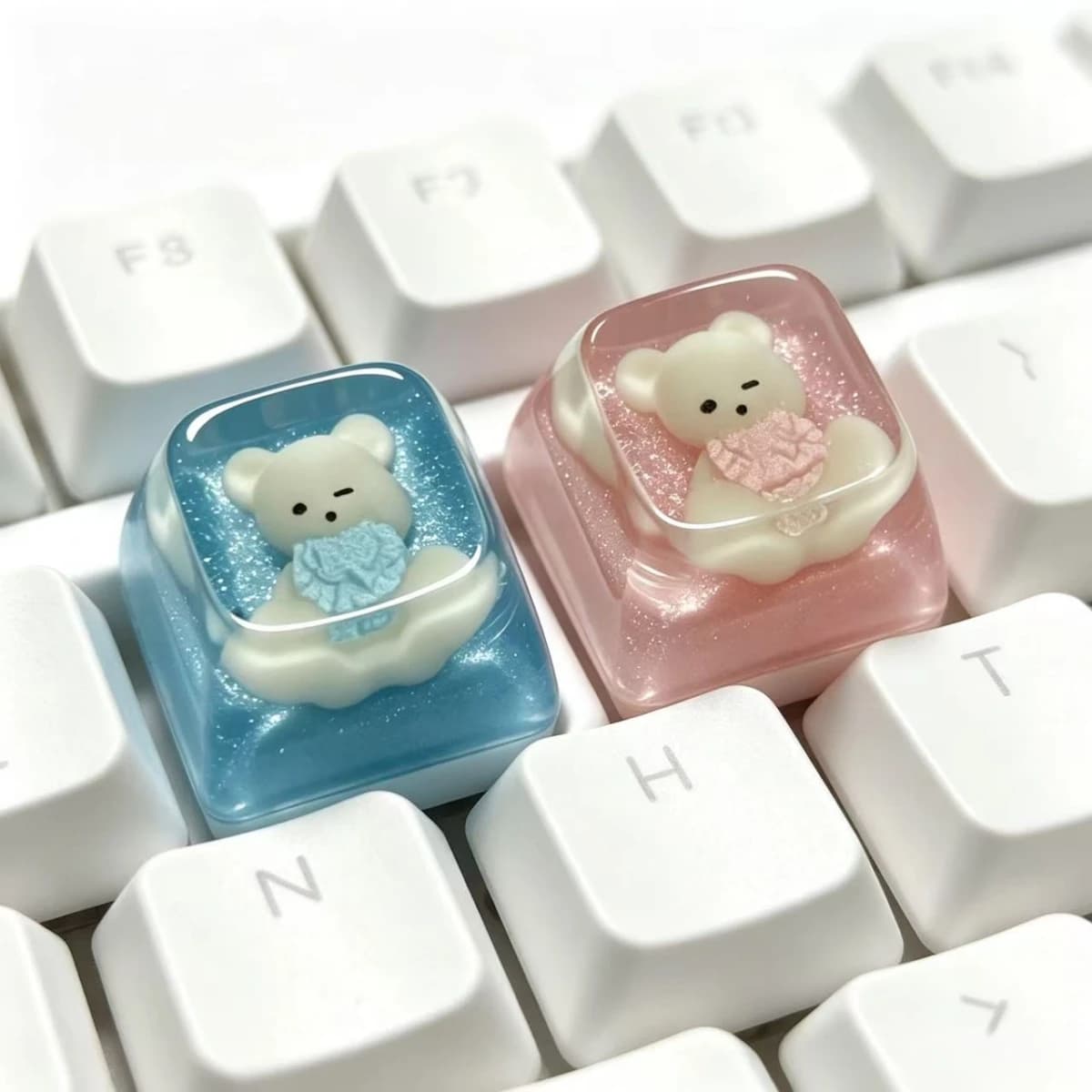 4 tasti trasparenti a forma di gatto pixel, personalizzabili, stile cartone animato, kawaii, per tastiera meccanica Cherry MX.