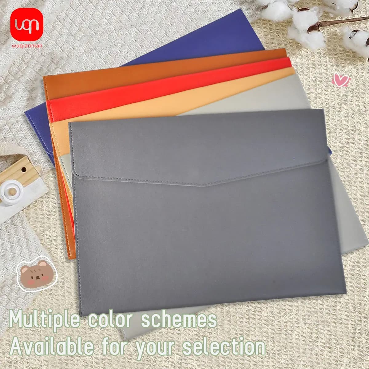 B5 PU Leather Folder Envelope File Bag, Multi-Color Waterproof Storage Briefcase for Office and Business Document Organization