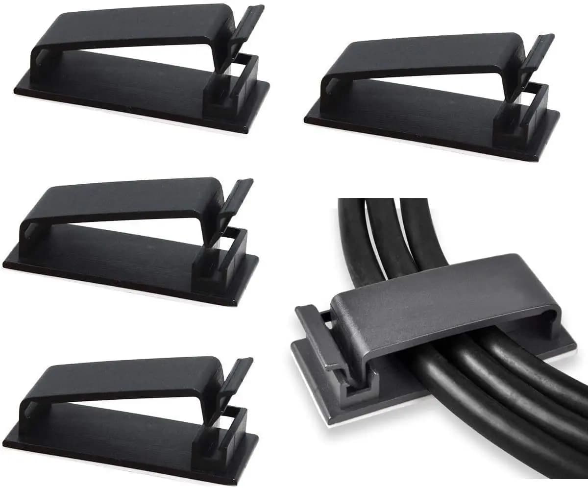 Clip autoadesive per la gestione dei cavi da 50 pezzi, organizzatori di cavi Clip per cavi Supporto per cavo per TV PC Cavo Ethernet sotto la scrivania Home Off