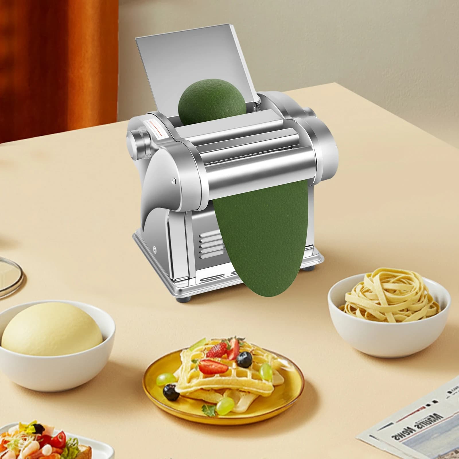 Macchina per pasta in acciaio inossidabile 410, 135W 110V, 6 velocità, pressa per pasta da tavolo per casa, colazioni, negozi, ristoranti