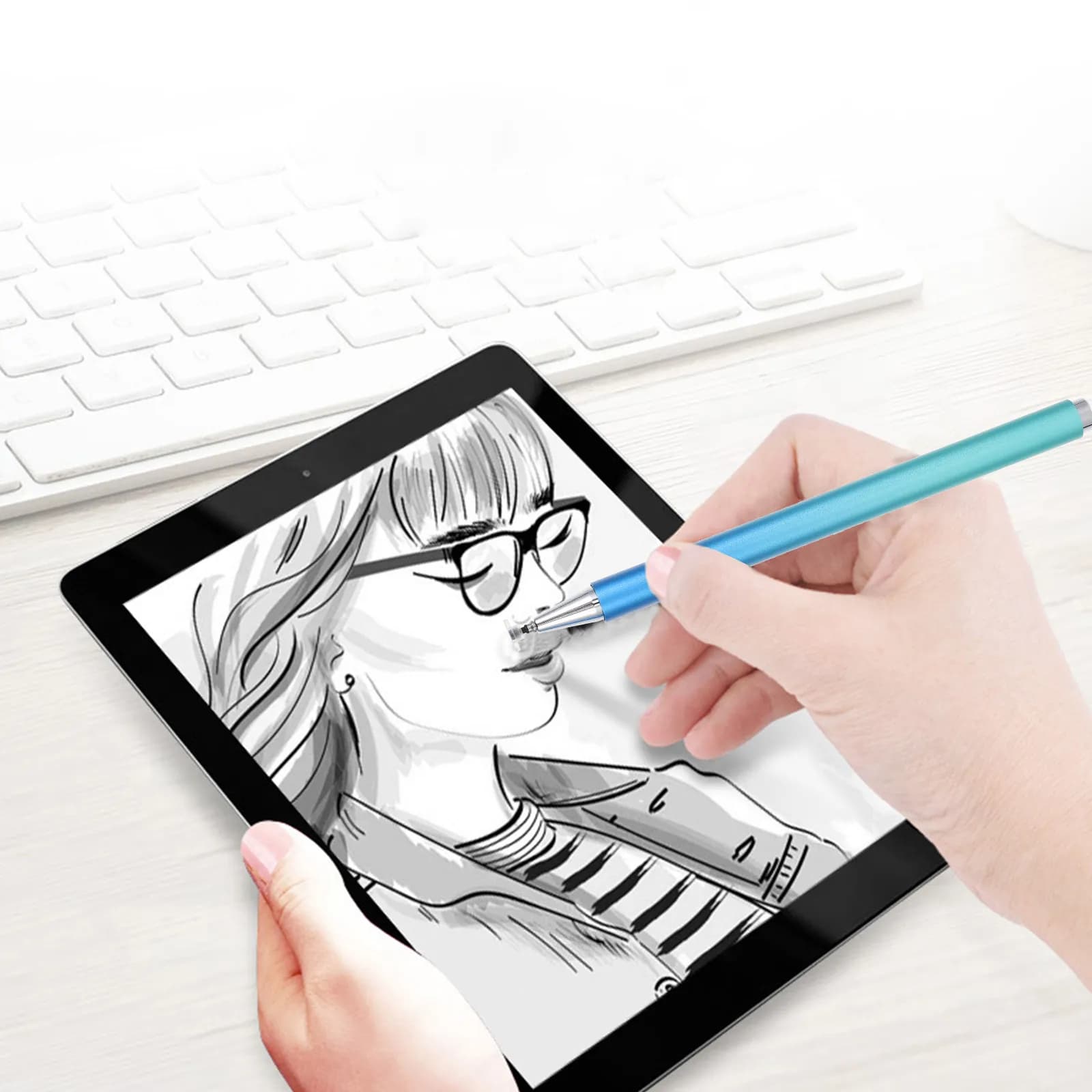 Penna Stilo in Lega di Alluminio con Punta a Disco di Precisione per Schermi Capacitivi, Scrittura Fluida, Disegno e Appunti su Tablet e Smartphone