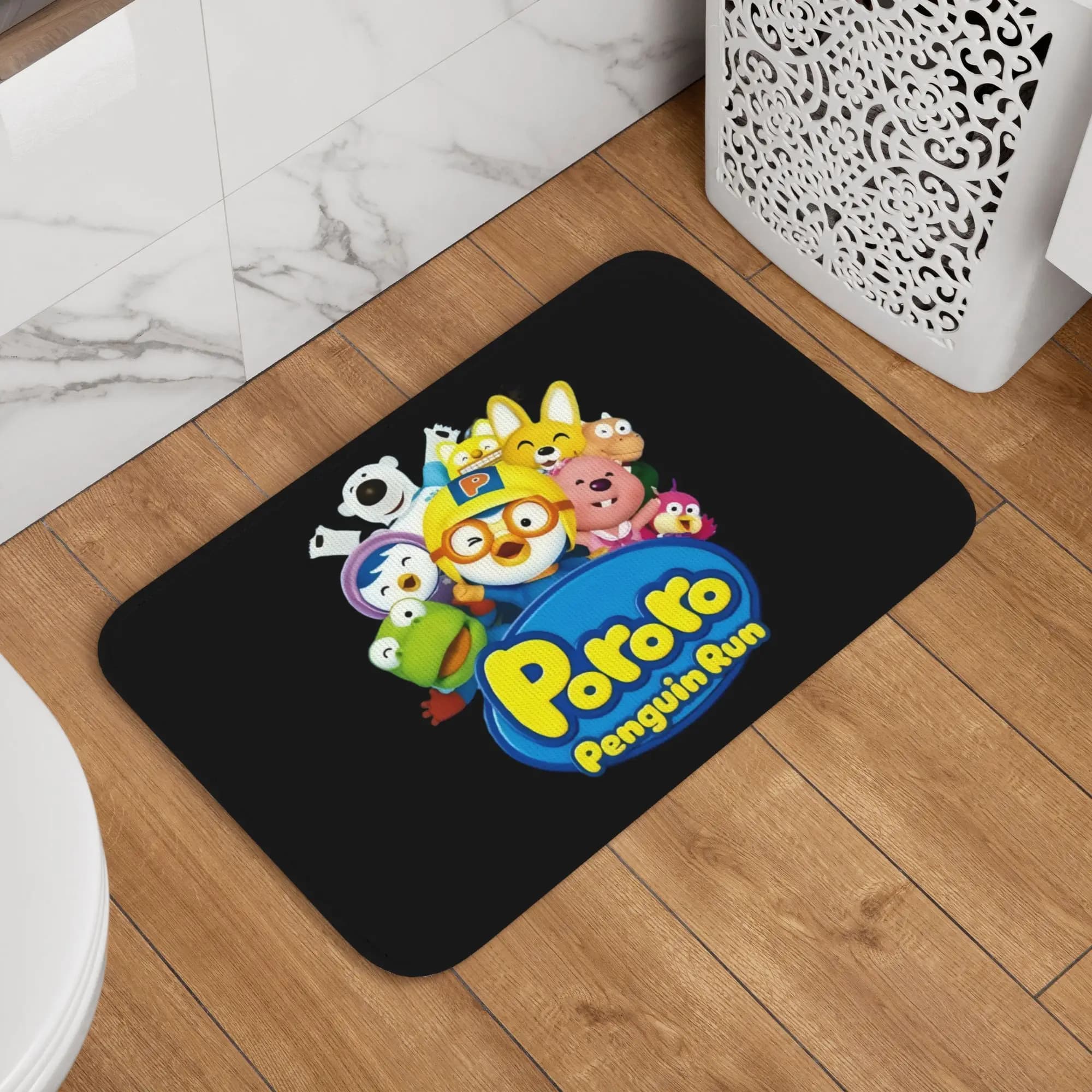 Tappetino Personalizzato Pororo Il Piccolo Pinguino, Antiscivolo per Ingresso, Cucina, Bagno, Tappeto 3D Coreano per Giardino