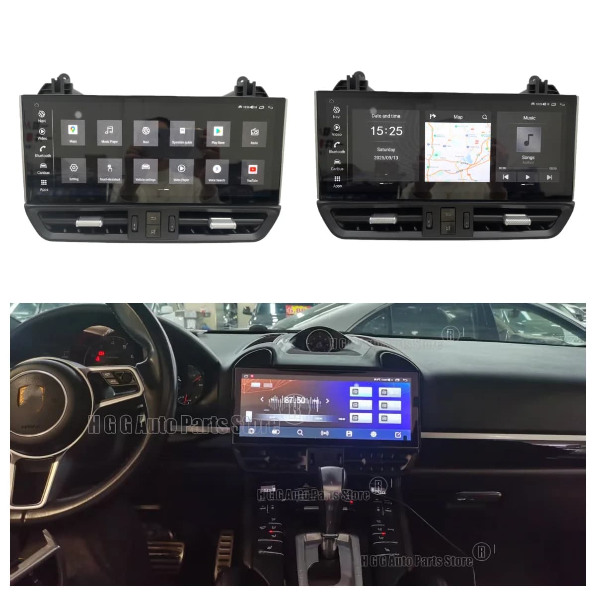 12.3" Android Central Console Panel HU Car Interior Upgrade Kit For Porsche Cayenne 2010-2016 Carplay Video Multifuntional LCD