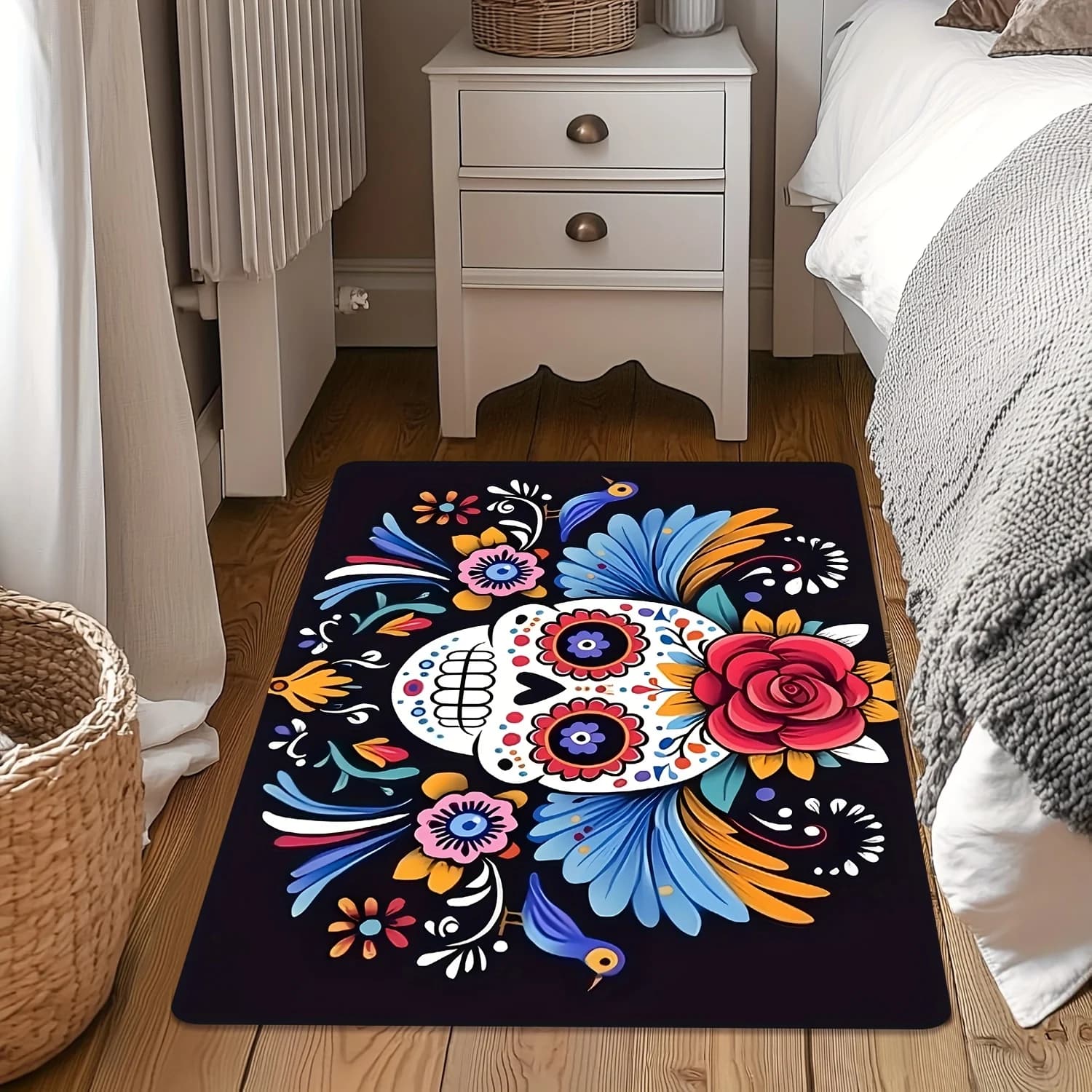 Day of the Dead doormat - featuring vibrant skull and floral designs, perfect for Halloween and cultural celebrations