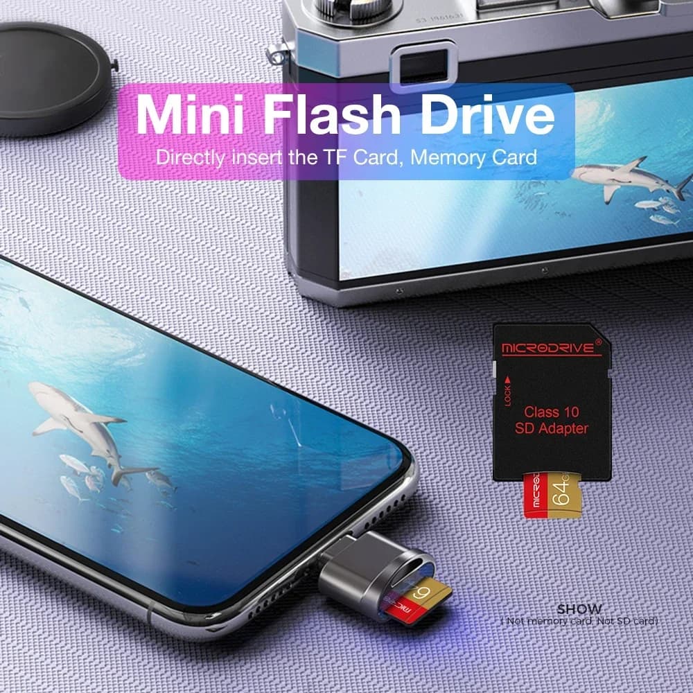 Popular iOS OTG TF Memory Card Reader, Plug & Play Micro SD Card Viewer for iPhone All iPad Models