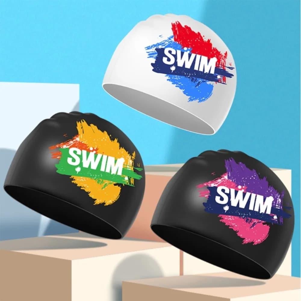 Men's Elastic Swim Headphone Women's Bathtub Silicone Waterproof Adult Children's Headphones Printed Pool With Long Hair Underwater Swimming