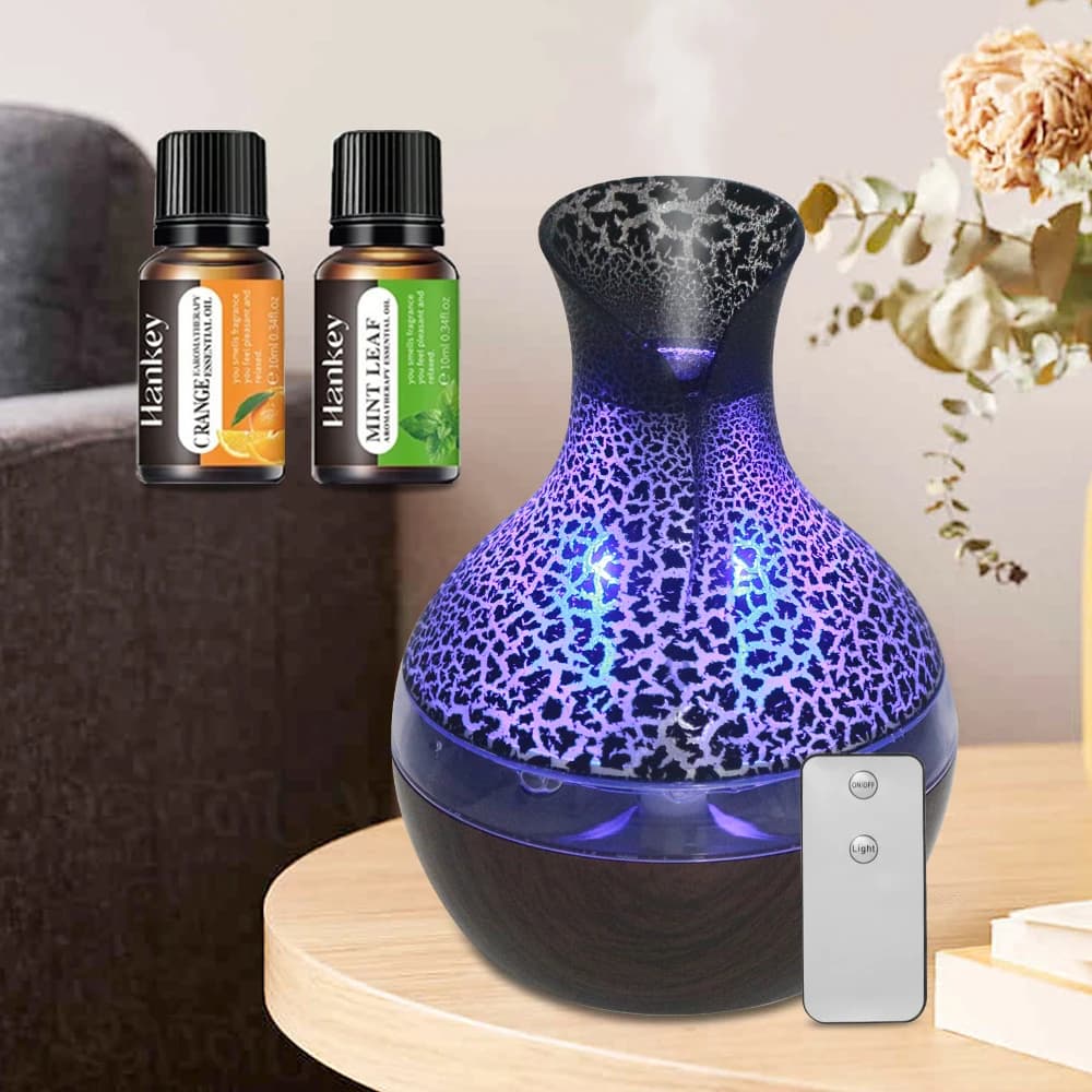 Set Regalo Aromaterapia, Diffusore 300ml con Telecomando, Umidificatore LED 7 Colori, Diffusore di Oli Essenziali USB Ultra Silenzioso per Donne e Uomini