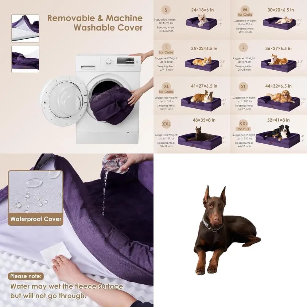 Grande Letto Ortopedico in Memory Foam per Cani XL con Base Antiscivolo e Rivestimento Rimovibile e Lavabile