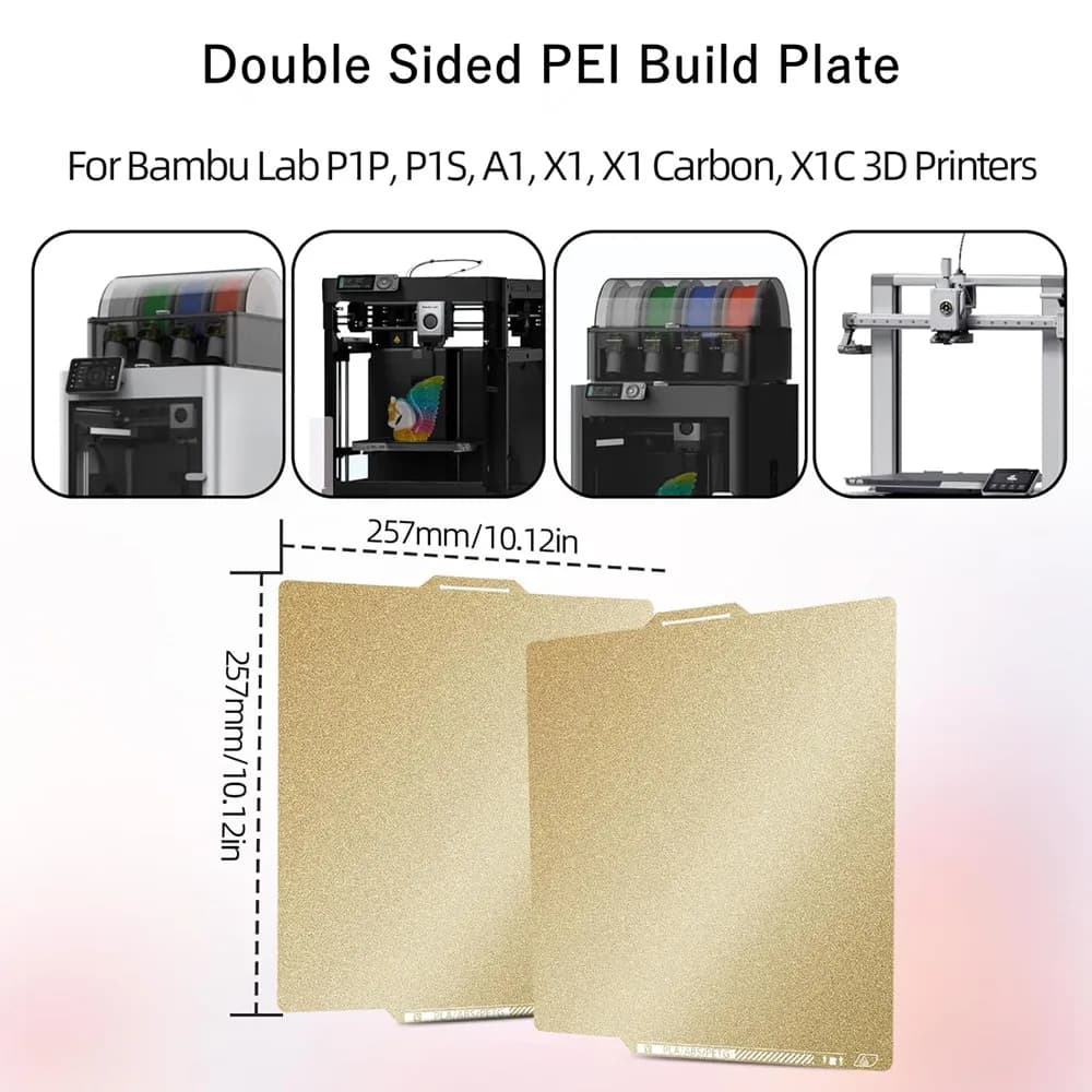 P1S Testurized PEI Printing Plate A1 with QR code for Bambu Lab P2S 257x257mm, double-sided PEI sheet X1 X1C, harmonic steel printing top