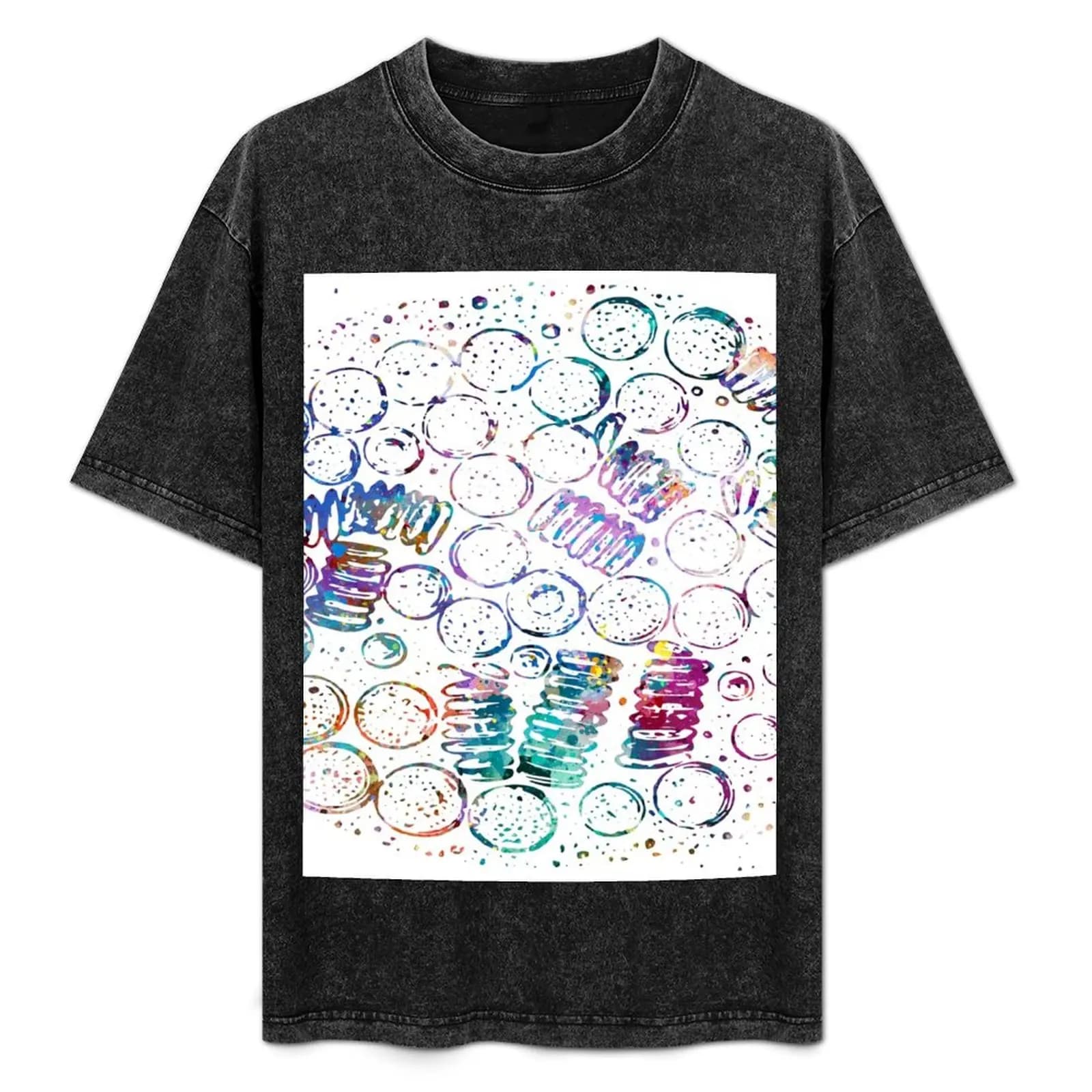 T-shirt con disegno di goccia di sangue e leucocitemia sotto microscopio, maglietta sportiva che assorbe il sudore