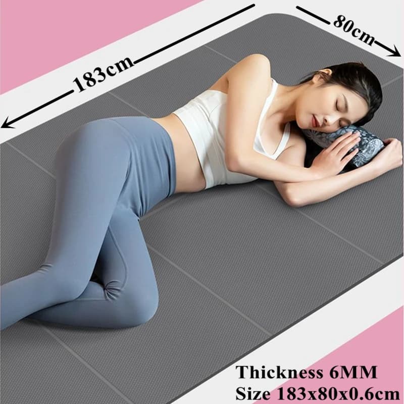 1830x800x6MM Exercise Mat for Pilates and Floor Training Foldable Yoga Mat for Non-slip Travel Fitness on both ecological sides