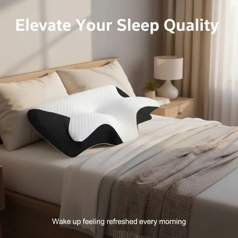 Cuscino Cervicale Ergonomico 2 in 1 in Memory Foam, Design Ortopedico per Supporto del Dolore al Collo, Include Federa Sostituibile