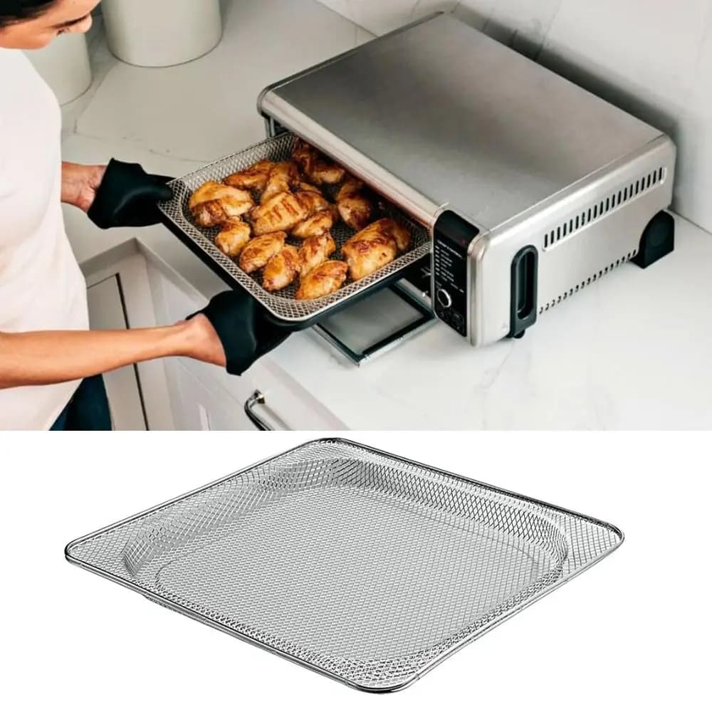 Durable Stainless Steel Replacement Air Fryer Grill Rack Square Removable Air Fryer Grill Tray Rust-proof Grill Rack Home
