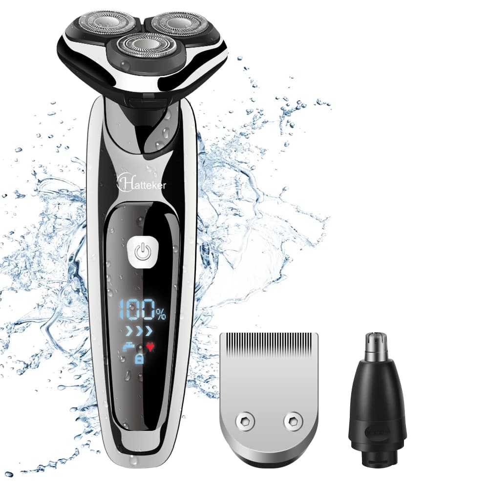 Hatteker Electric Razor Men's Multifunction 3-in-1 Nasal Hair Cutters Washable Bearing USB Rechargeable New Model RSCW-9598A