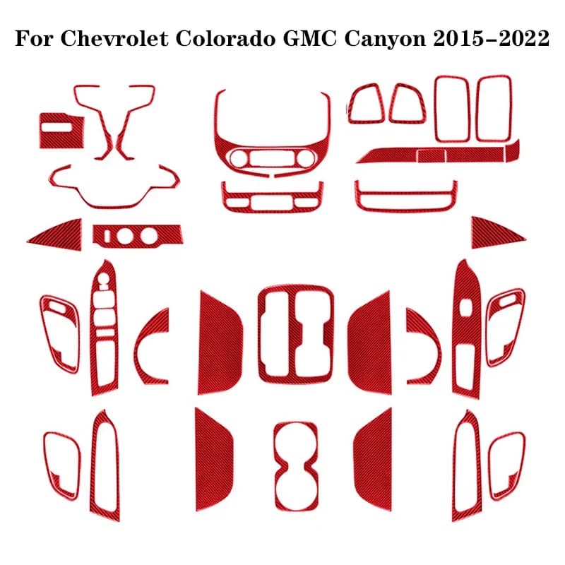 For Chevrolet Colorado / GMC Canyon 2015 2016 2017 2018 2019 2020 2021 2022 Carbon Fiber Red Stickers Car Interior Accessories