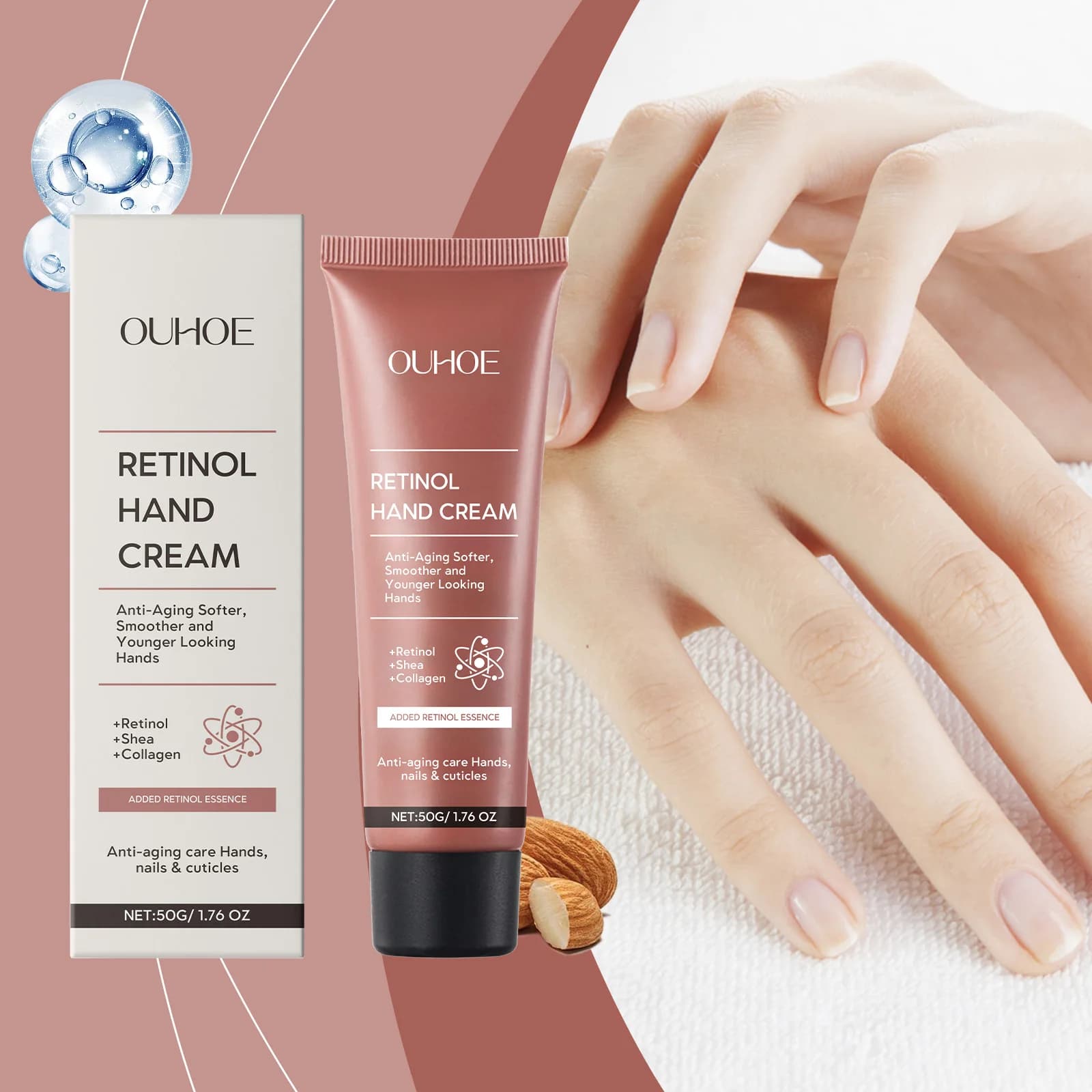 Hand cream to the retinol Satin lotion for hands Moisturizing cream to the retinol for aging Dry hands and sprinkled hydrate and soothes dry hands Not greasy
