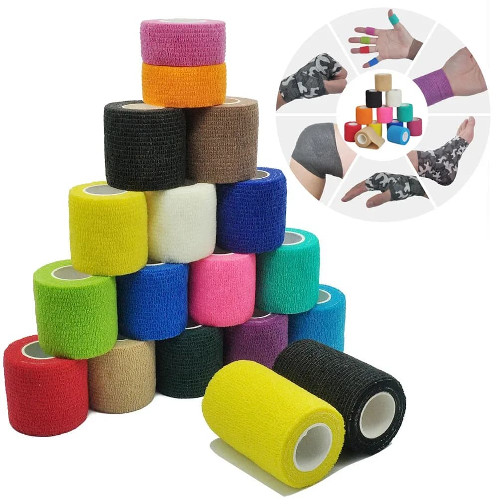 1/6/12 pz Autoadesiva Tattoo Grip Benda Elastico Non tessuto Avvolge Nastro Usa E Getta Tattoo Benda Grip Nastro Protezione Dito