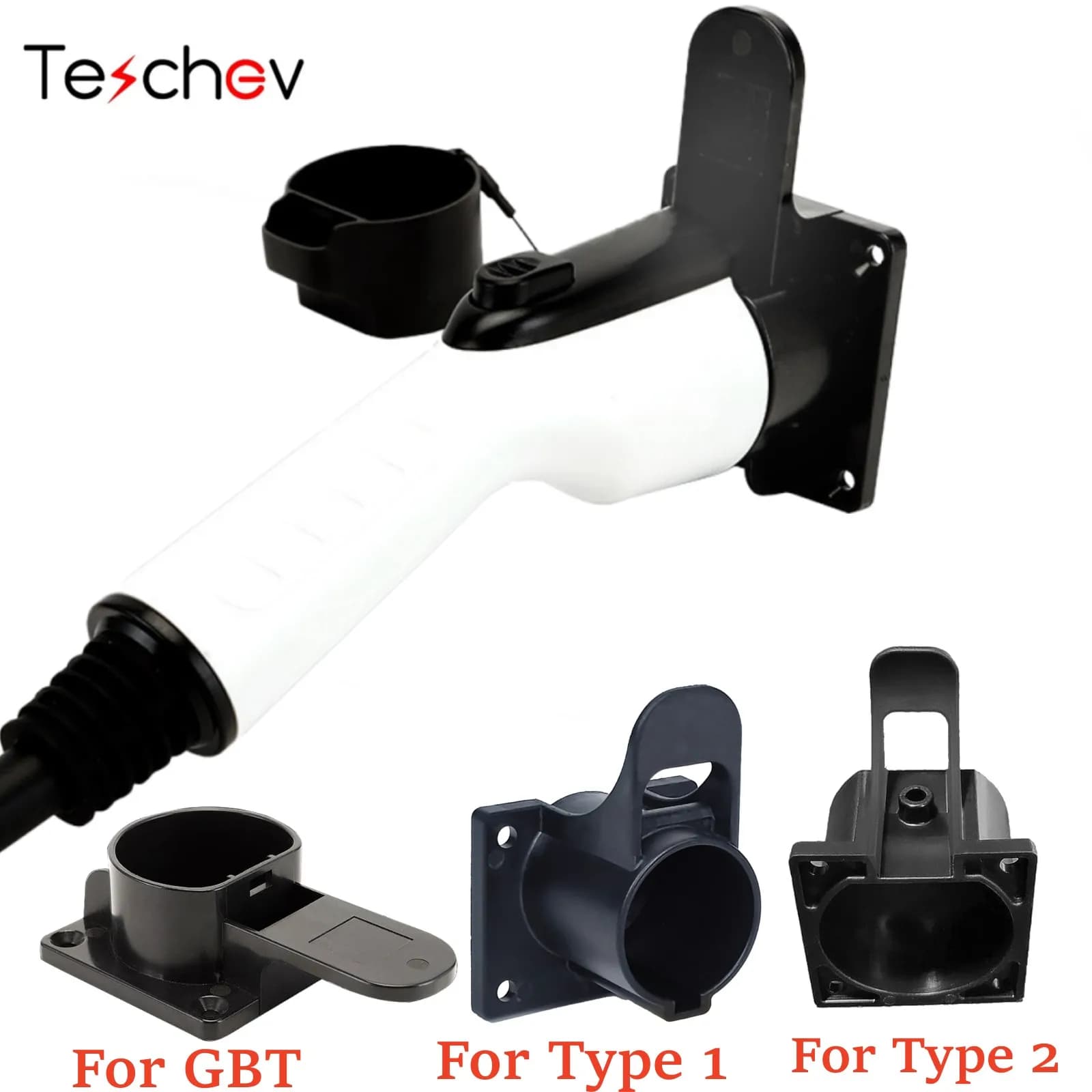 Teschev EV Charger Plug Support for Electric Vehicle Type2 Type1 GBT Charging Grip for Car Cable Wallbox Bracket Car Parts