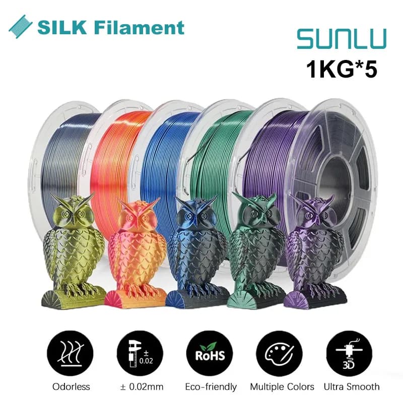 SUNLU Double/Triple/TPU SETA 3D Printer Filament 1KG 1.75MM 5 Rolls SETA/PLA Rabinbow Eco-Friendly FREE SHIPPING