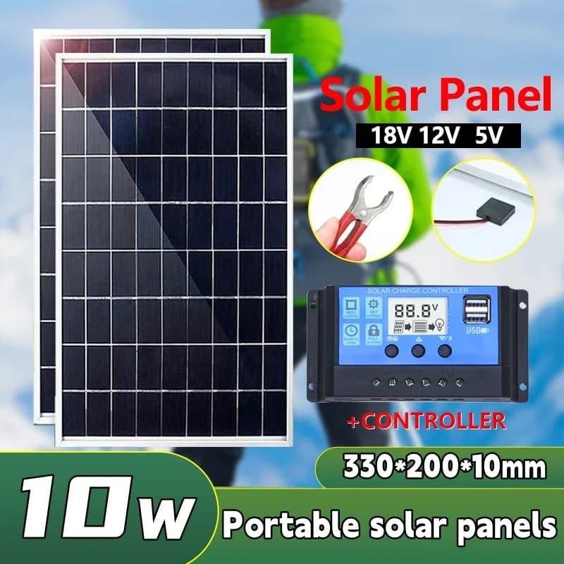 Kit pannello solare Generatore di celle solari ricaricabili per esterni portatile con alimentazione USB policristallina completa 5V 12V per il campeggio