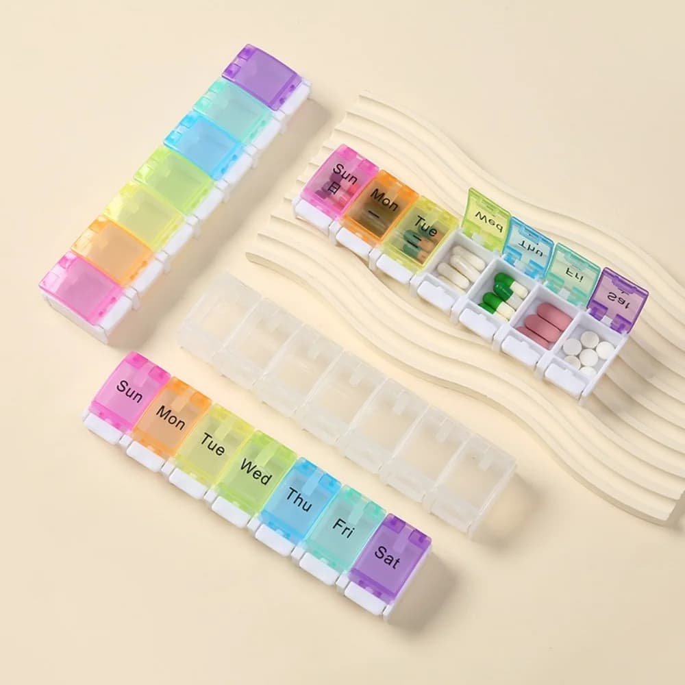 Nuovo Organizzatore Settimanale Premium per Pillole, Scatola Porta Pillole Arcobaleno con 7 Scomparti per 7 Giorni, per Medicinali, Vitamine, Oli di Pesce e Integratori