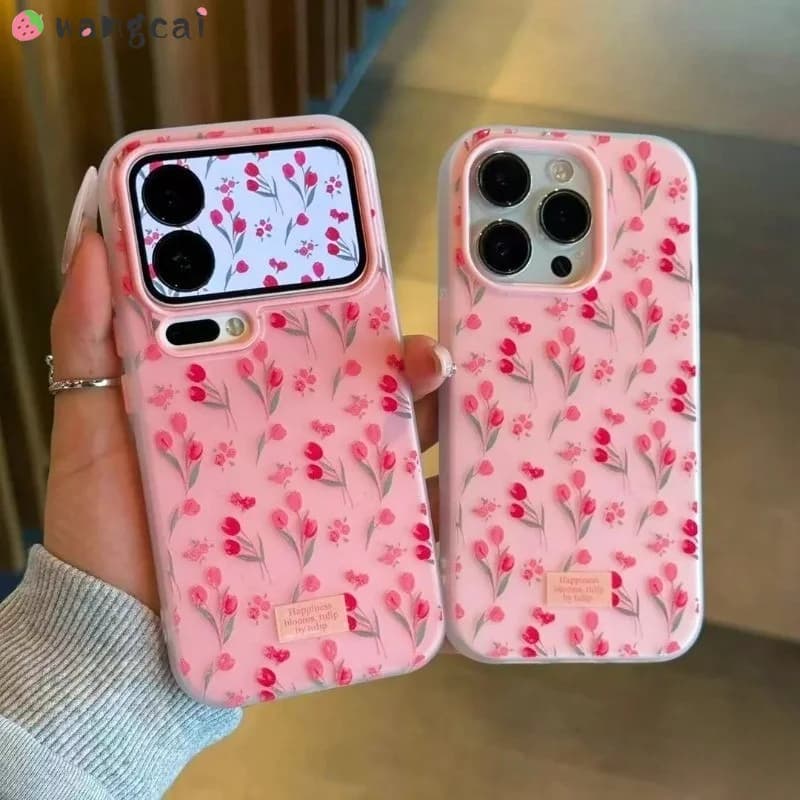 Tulip Floral 2-in-1 Jelly Phone Case For infinix Hot 70 60 60i 50 Pro Plus 50i 40 Pro 40i 30i NFC 4G 5G Card Holder Casing