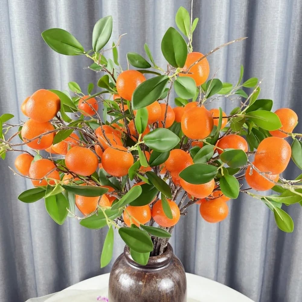 Artificial Orange Copper with Green Leaves, Luxury Plastic Simulated Fruit Tree, Realistic Fin Plants for Restaurants and Hotels