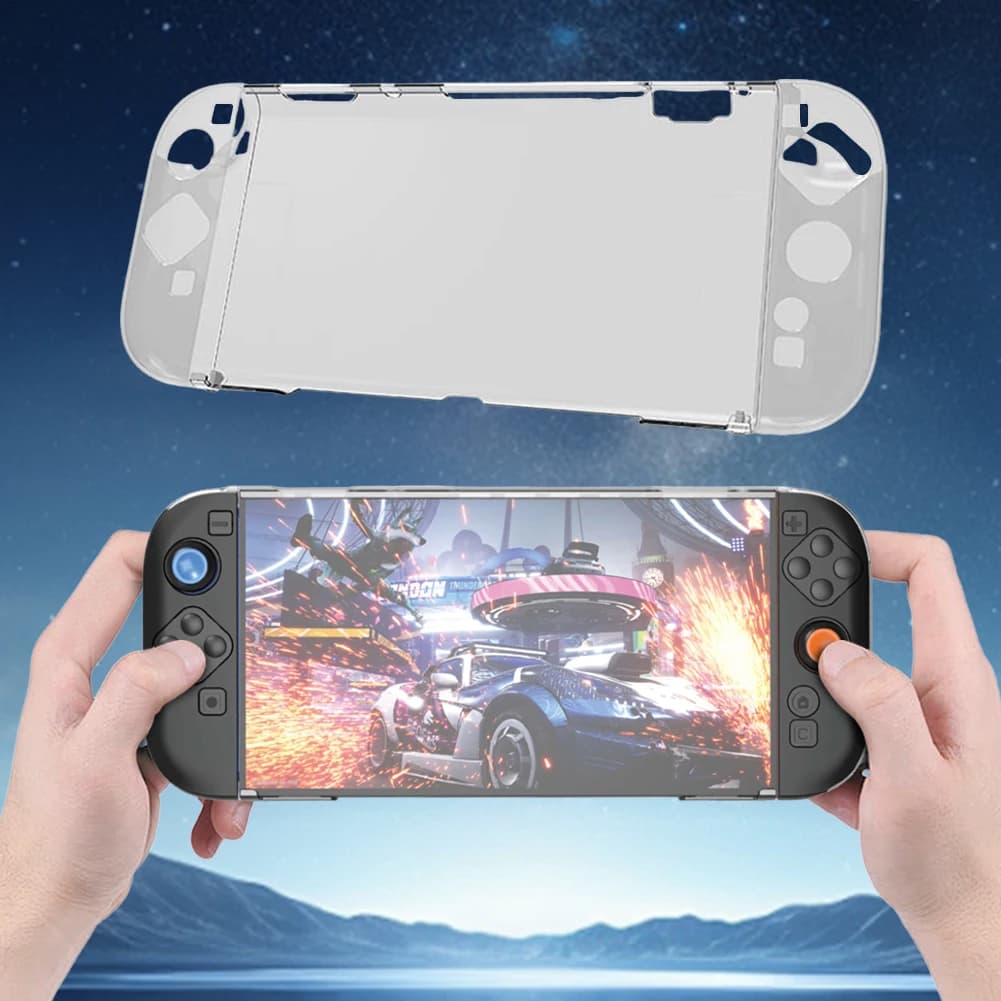 Per Nintendo per Switch 2 Custodia protettiva staccabile con protezione per lo schermo e cappucci per impugnatura per pollice Custodia per console di gioco Custodia trasparente