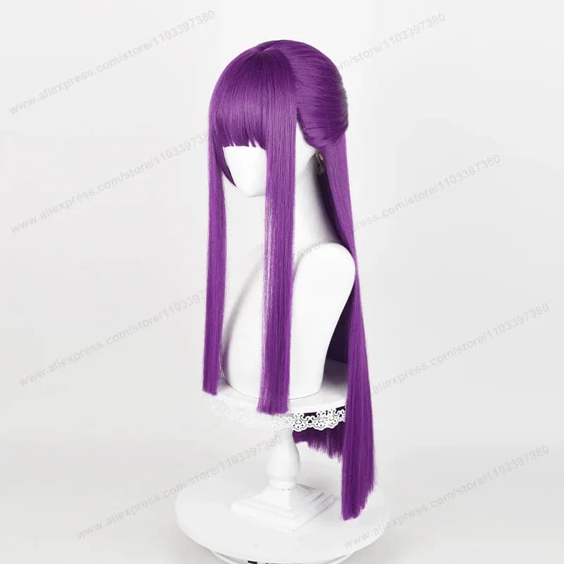 Parrucca cosplay Samambaia viola dritta, parrucche sintetiche resistenti al calore, lunghi, capelli anime, festa della donna