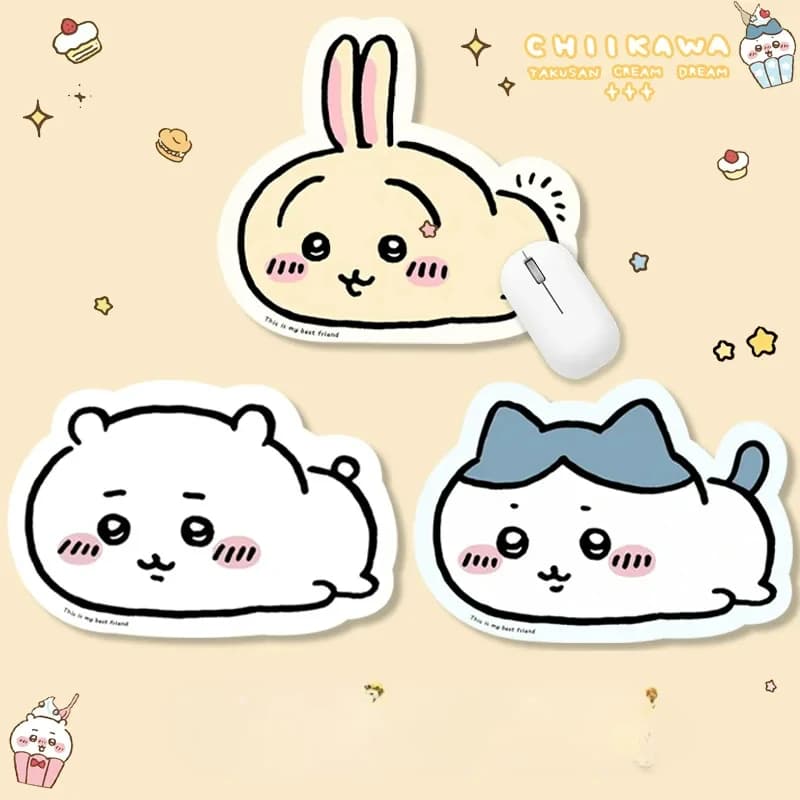 Simpatico cartone animato Chiikawa Usagi Hachiware Tappetino per mouse in pelle a forma speciale Gioco Tappetino in gomma Tappetino da scrivania Forniture per ufficio Regalo per bambini