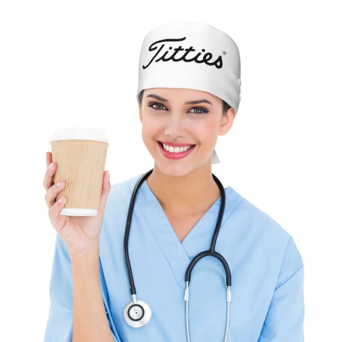 Titties Golf Ball Scrub Hat Doctor Working Surgical Cap Unisex Adjustable Nursing Caps for Dentist