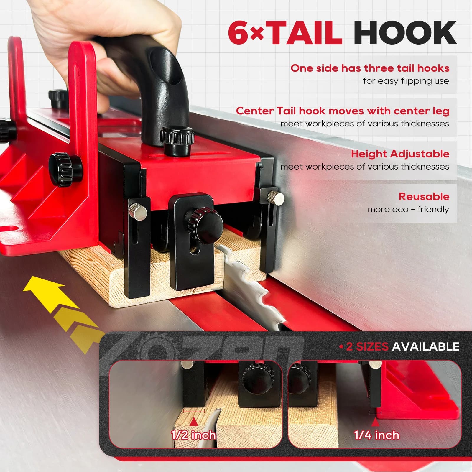 Table push lock for router with 4 anti-slip strips Transparent window Push block for safe cutting for woodworking for belt saw joint