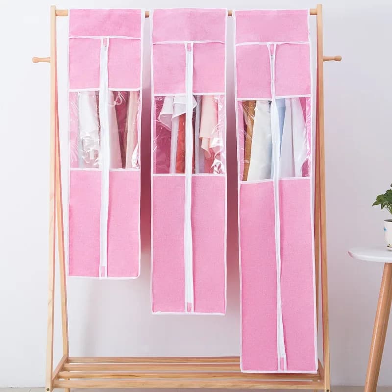 2PCS Large Waterproof Dustproof Garment Cover Suit Dress Coat Protector Bag Household Wardrobe Clothes Storage Organizer