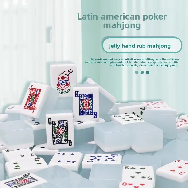 Luxury Latin American Poker Crystal Mahjong Set Hand-Crafted Jelly Tiles Series Individually Packaged Home Entertainment