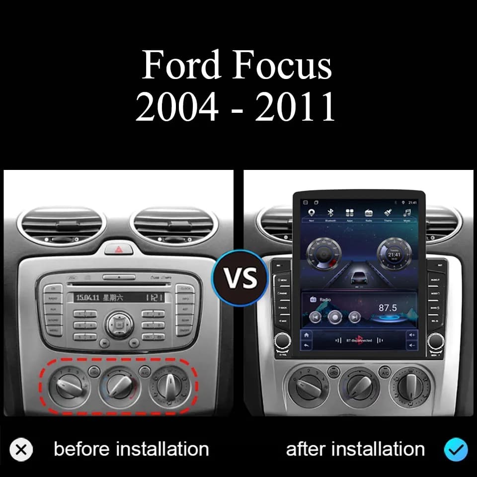 9.7 ''Android 14.0 Auto Autoradio DVD Video Audio Lettore A/V Per Ford focus 2004 -2011 2Din GPS Navi Monitor Multimediale HU RDS