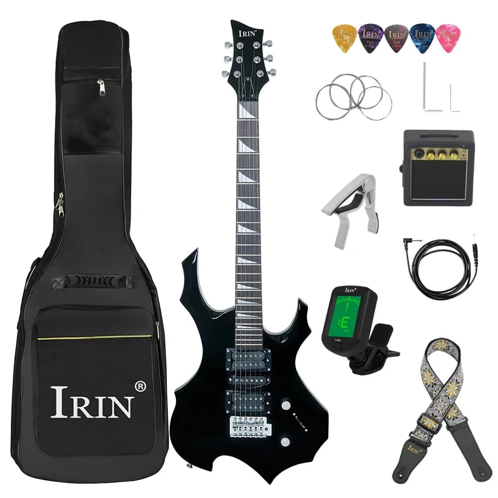 IRIN 6 Corde Chitarra Elettrica 24 Tasti Corpo in Acero Chitarra Elettrica con Borsa Amp Tuner Strap Picks Parti e Accessori per Chitarra