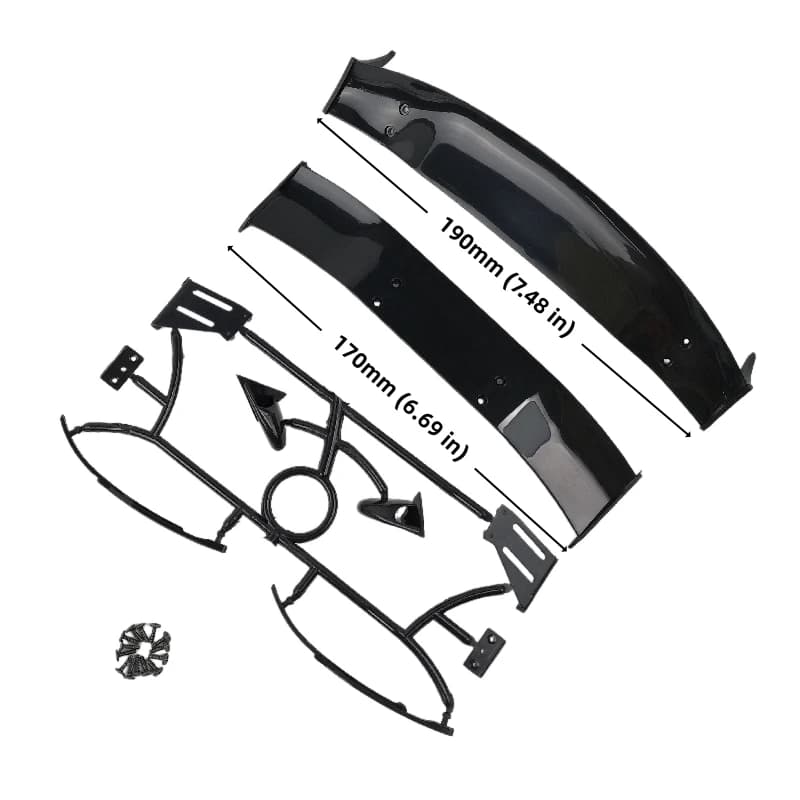 1/10 Scale RC Car Plastic Rear Wing Spolier Side-View Mirrors Wipers Drift On Road Touring Model Hobby