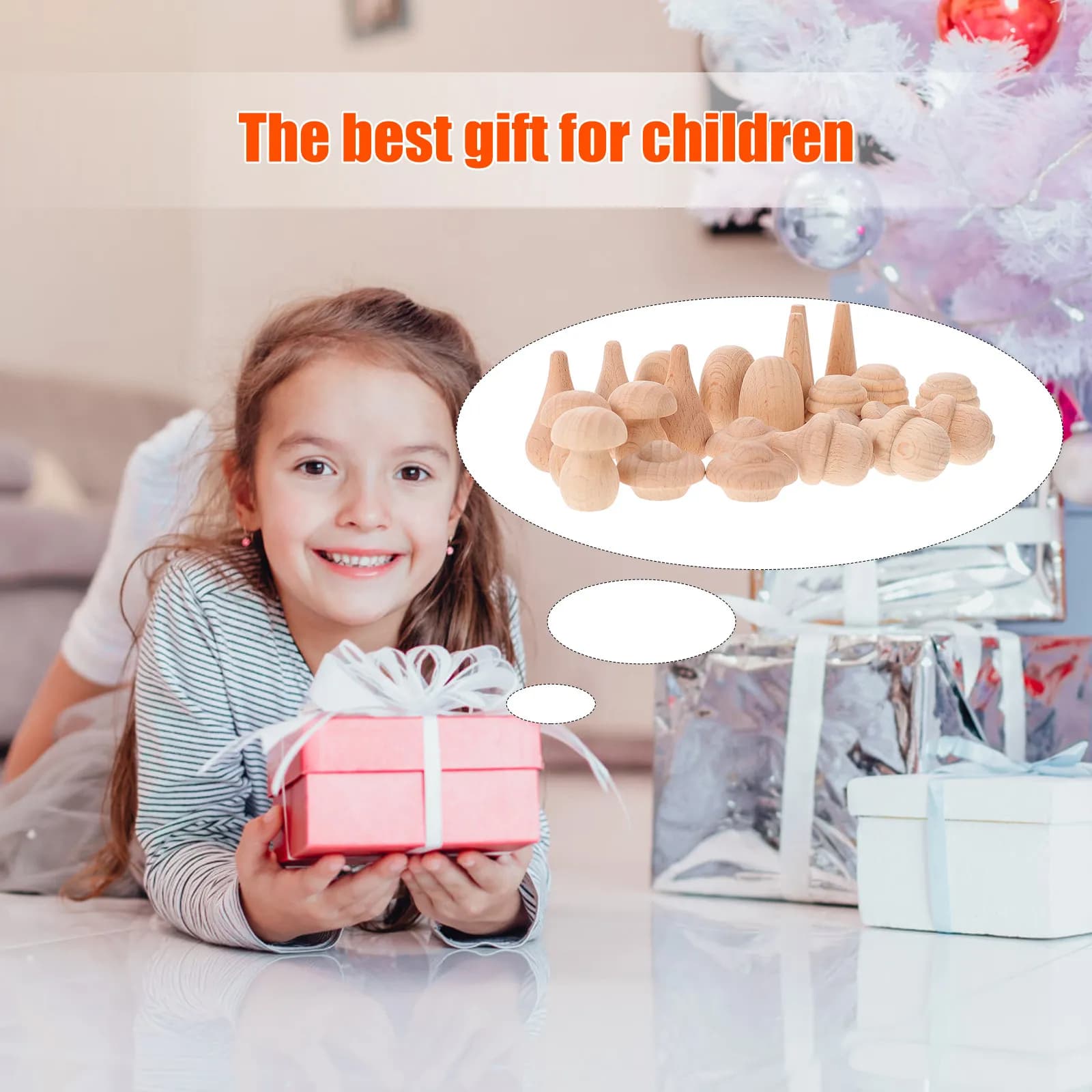 24 Pezzi di Blocchi di Legno Non Finiti per Pittura, Materiali Creativi Educativi per Bambini, Blocchi da Disegno per Bambini
