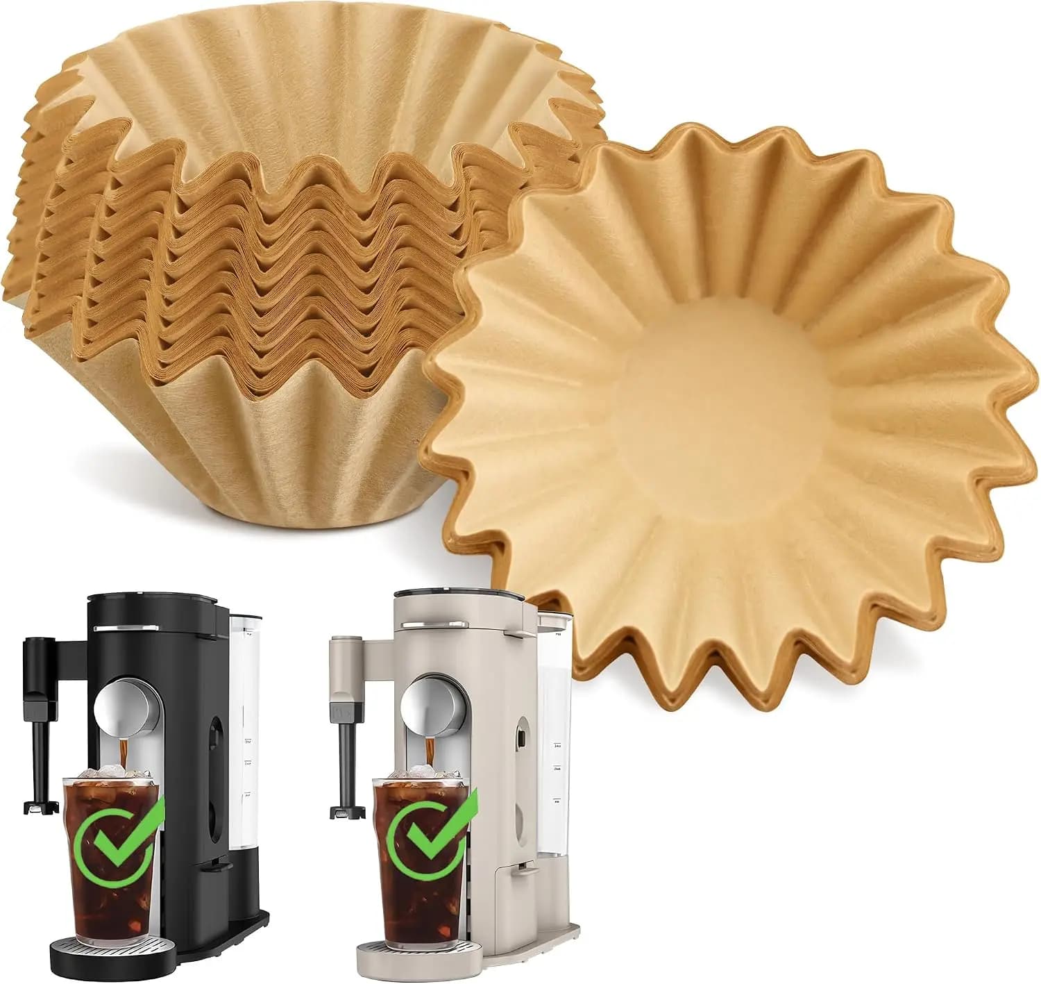 150 Pcs Disposable Coffee Paper Filters for Single-Serve Coffee Maker with Pod & Grounds, Compatible with Ninja PB051 PB041