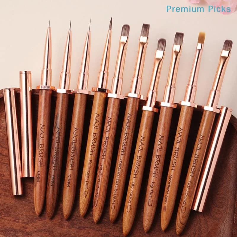 portableSandalwood Nail Art Brushes Pen Rack Design Painting Nail Design Pen Detail Brush Drawing Tool Manicure Pen