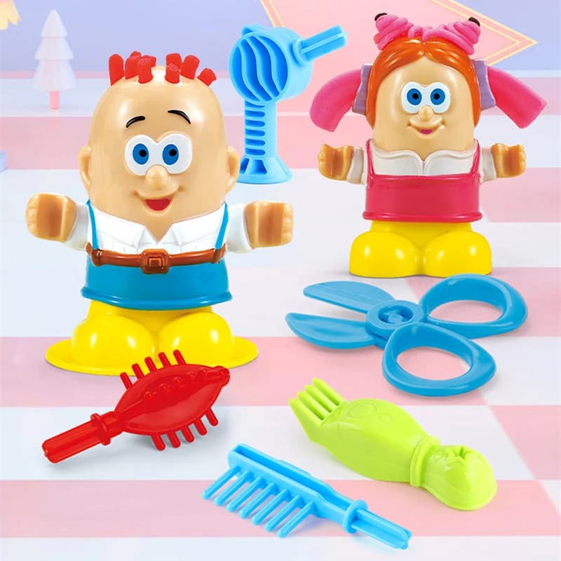 Set da gioco per taglio di capelli in pasta colorata riutilizzabile fatto a mano fai da te carino interattivo per l'apprendimento precoce finta di giocattoli per ragazze regalo per ragazzi per bambini