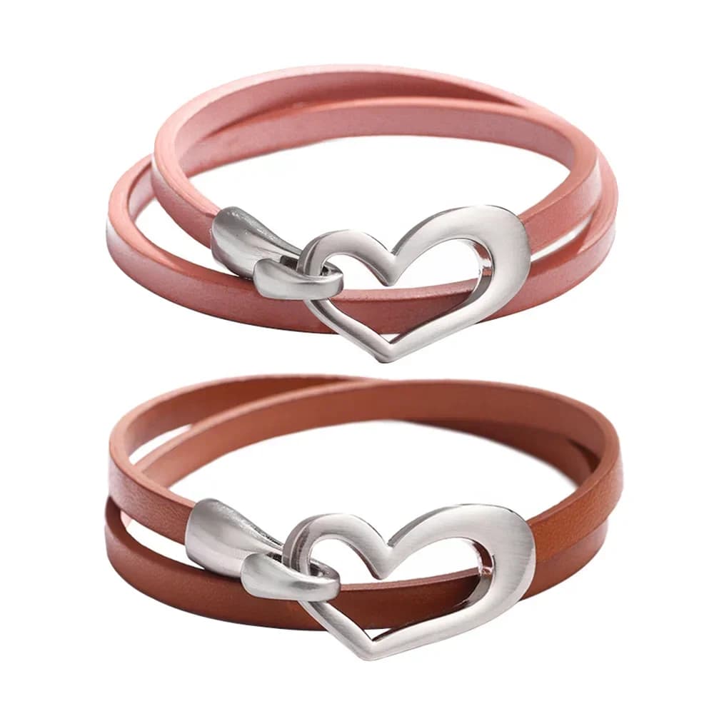 Kirykle Women Fashion Simple Bracelet Multiple Layer Leather Bracelet Alloy Love Charms Wrap Bangle 2023 Femme Fashion Jewelry