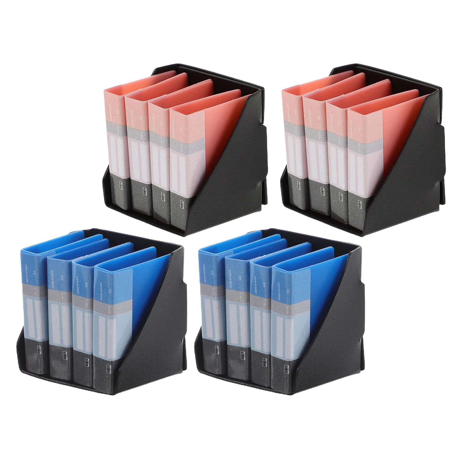 4Sets Mini File Folder Dollhouse Office Accessories Realistic Plastic File Organizer for Miniature Desk Decor Pretend Play Mini