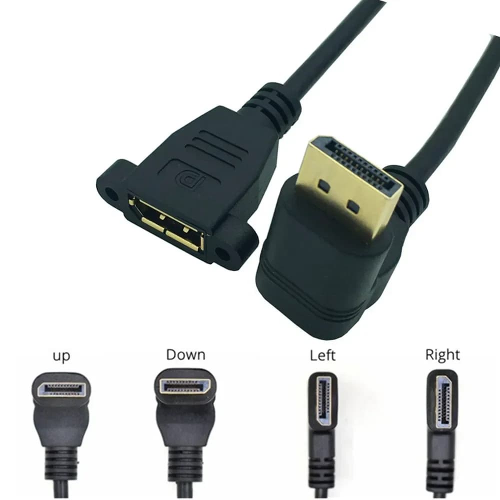30cm 20 Pin DisplayPort Extension Panel Mount Cable - DP to DisplayPort - Male to Female for Audio and Video Extension Cable