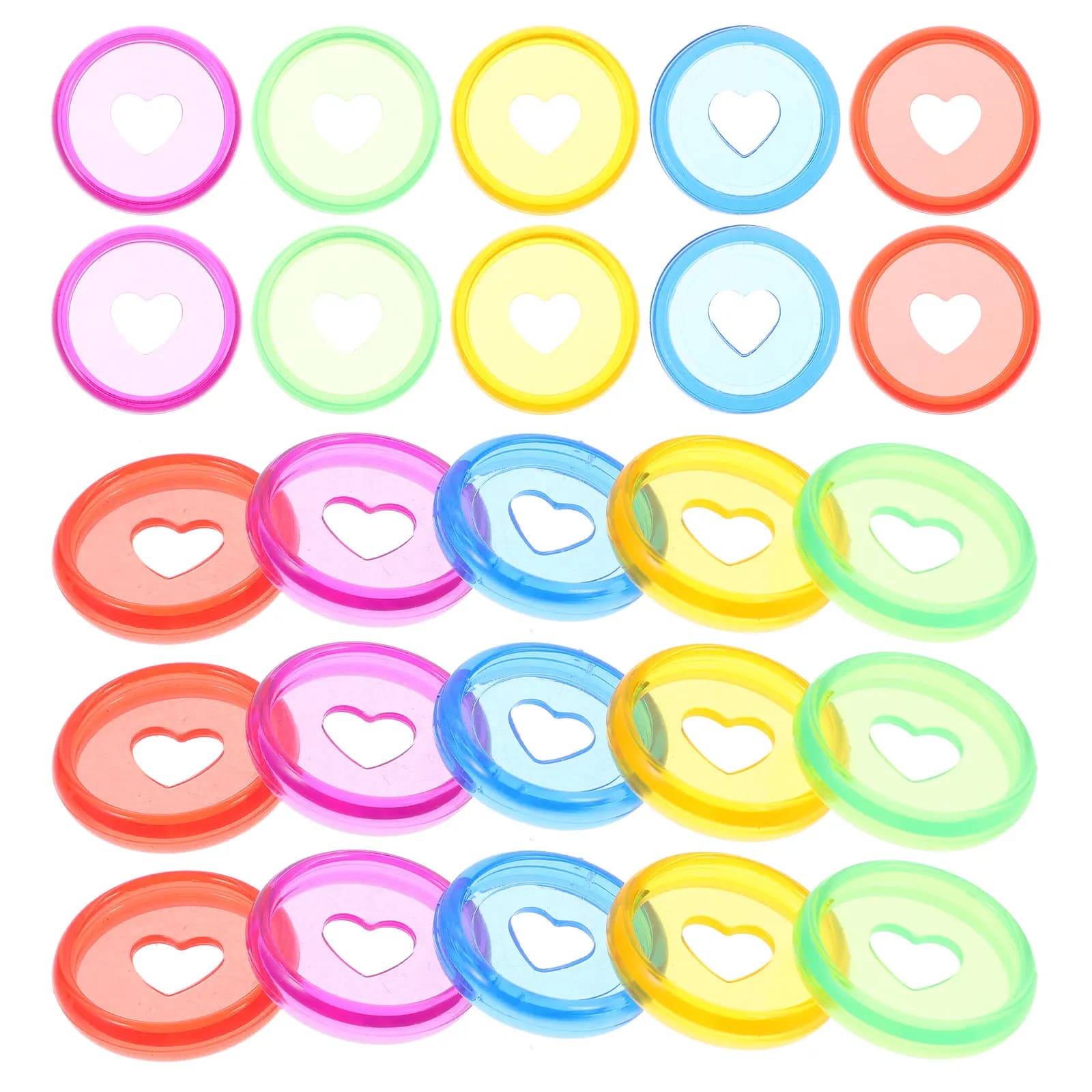 25Pcs Colorful Heart Binding Discs Discbound Expansion Plastic Loose-Leaf Binder Discs for Notebook Planner School Office Supply
