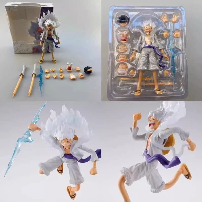 Action Figure Articolata da 16 cm One Piece Gear 5 Nika Luffy Portgas D. Ace con Parti Sostituibili per Collezionisti - Edizione Domestica in Scatola