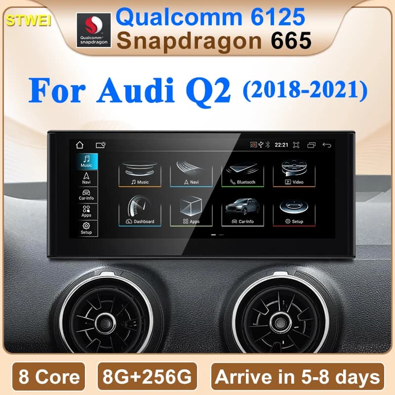 STWEI Qualcomm Snapdragon 665 6125 10.25 12.3 Pollici CarPlay Wireless Auto per AUDI Q2 Lettori Multimediali per Auto Video GPS Bluetooth
