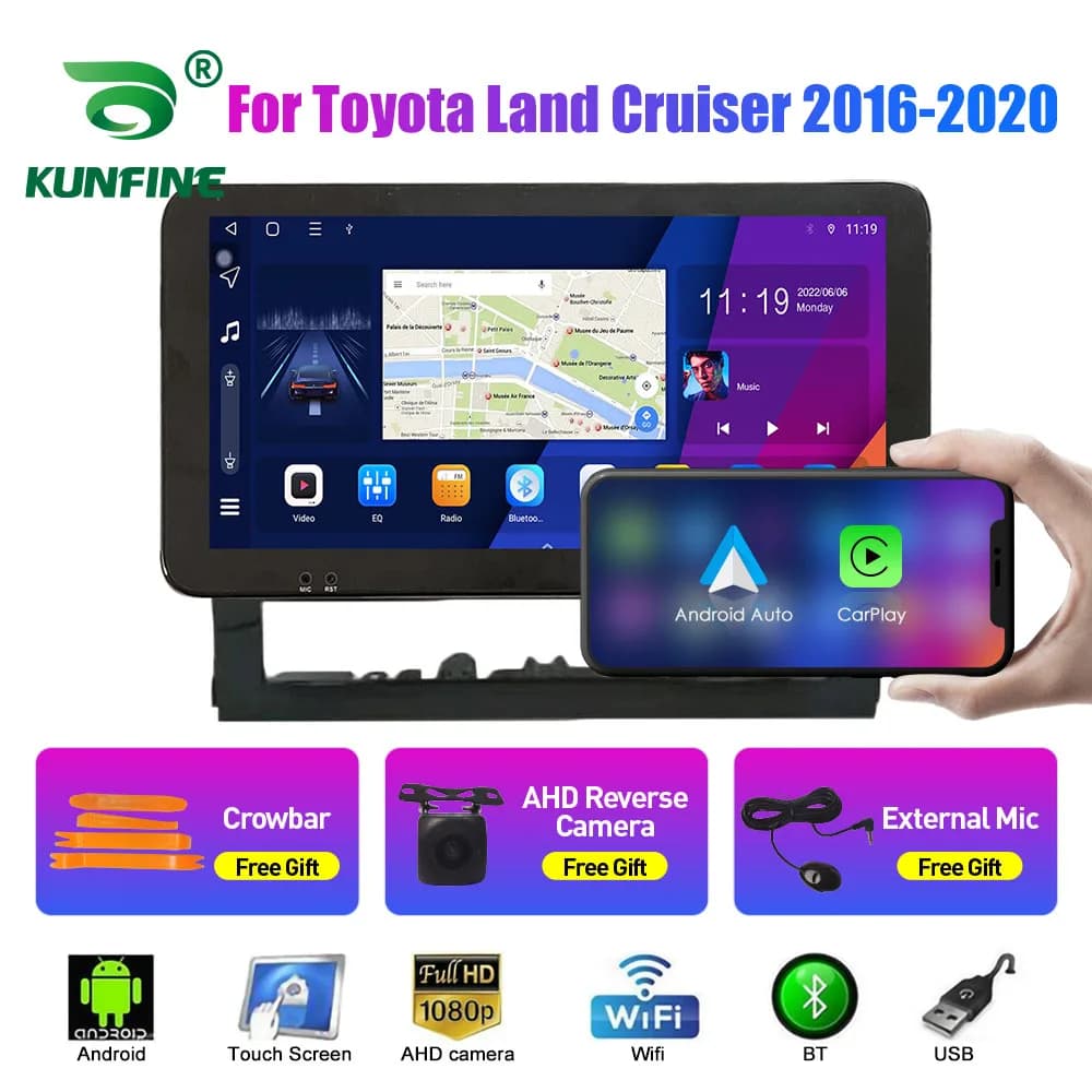 Autoradio da 10.33 pollici per Toyota LAND CRUISER 16-20 2Din Android Octa Core Car Stereo DVDGPS Lettore di navigazione QLED Schermo Carplay