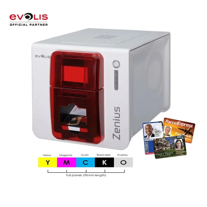 Stampante Originale Evolis Zenius per Carte d'Identità in PVC Monofacciali, Macchina per Stampa di Badge di Accesso IC e Carte in Plastica per Uso Aziendale